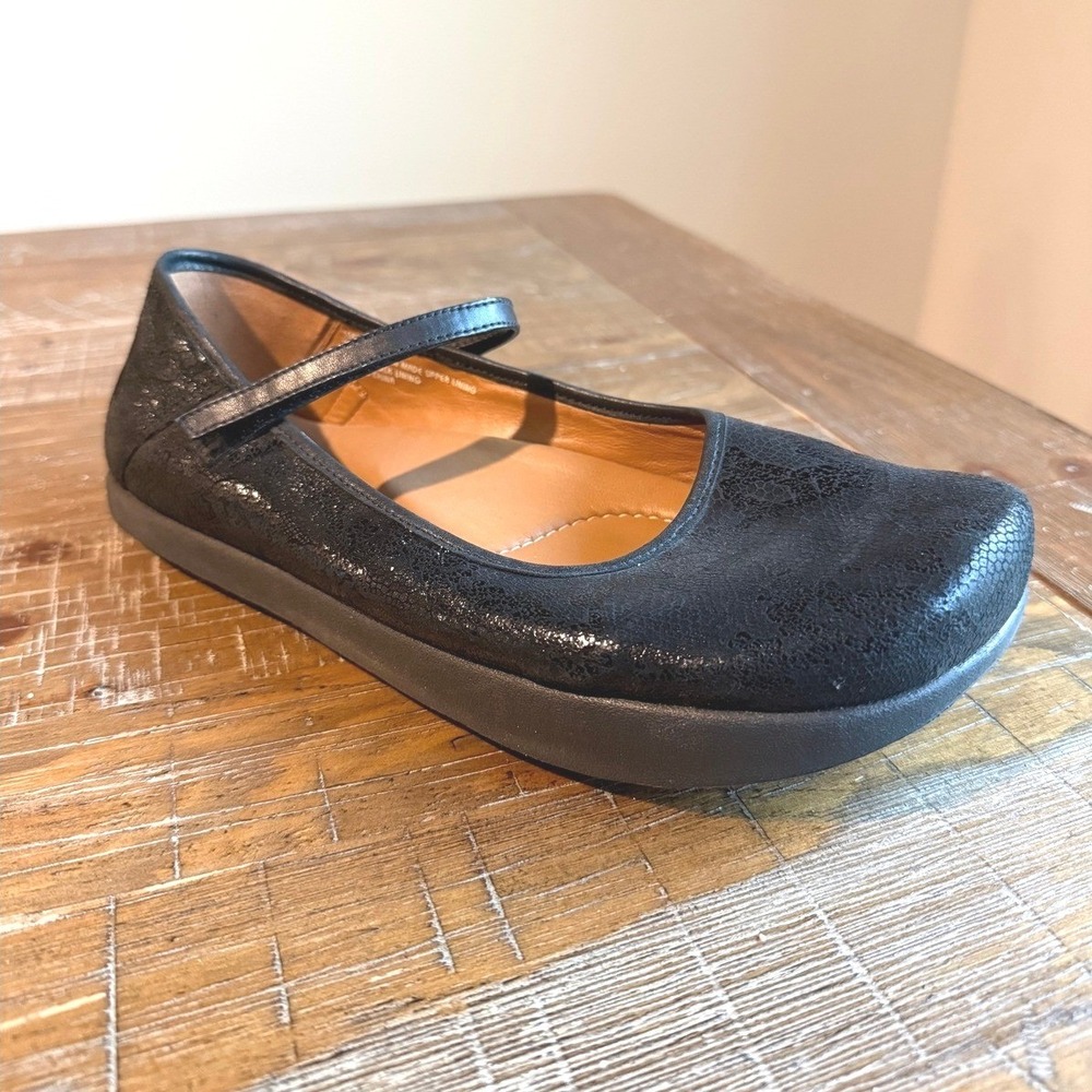 Kalso Earth Shoe Solar 3 Black Textured Leather Mary Jane Flats Womens 8.5B 8.5